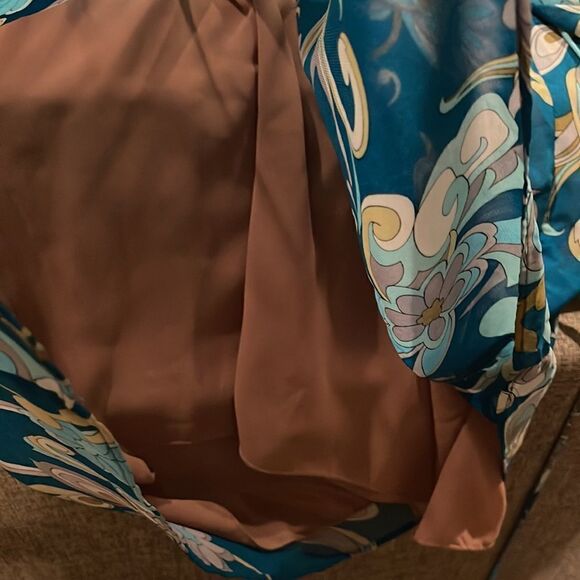 11.11 / eleven eleven Turquoise Blue Bold Floral Printed Mini Dress Size: XS - Picture 5 of 7